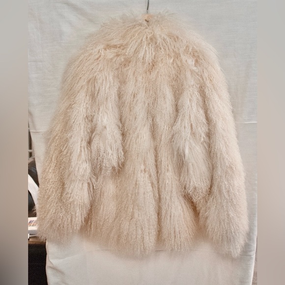 EUC Luxurious Cream Real Mongolian Fur Coat boho 1970's vintage retro statement - Picture 2 of 6